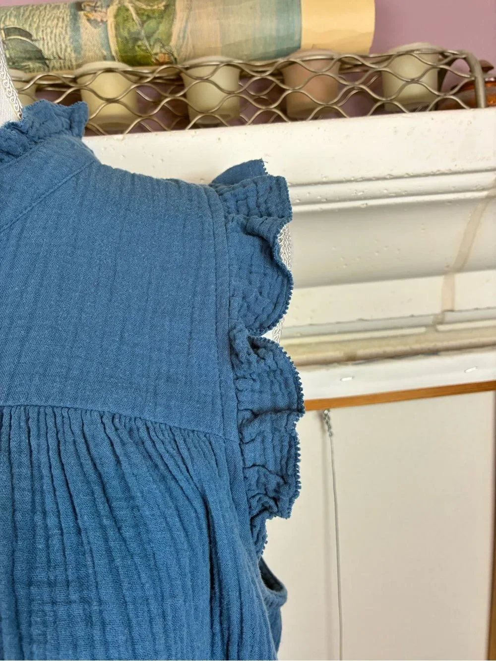 J. Crew Soft Ruffle Cap-Sleeve Button Popover blouse